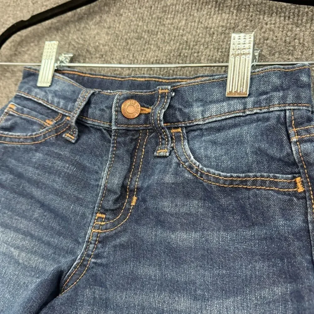 Old Navy Girls Denim Cut Off Jean Shorts Size 7 HIgh Rise Adjustable Waist